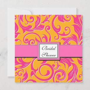 Invitations de douches nuptiales Damas Orange et r