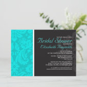 Invitations de douches nuptiales Damas Turquoises (Debout devant)