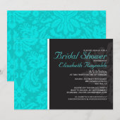 Invitations de douches nuptiales Damas Turquoises (Devant / Derrière)