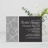 Invitations de douches nuptiales Damask Argent (Debout devant)
