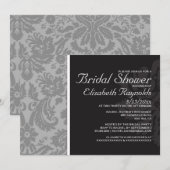 Invitations de douches nuptiales Damask Argent (Devant / Derrière)
