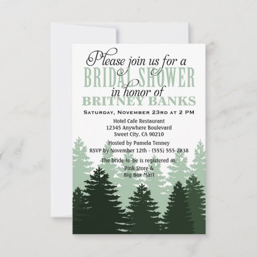 Invitations de douches nuptiales dans la forêt enc (Devant)