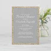 Invitations de douches nuptiales de Burlap Silver (Debout devant)