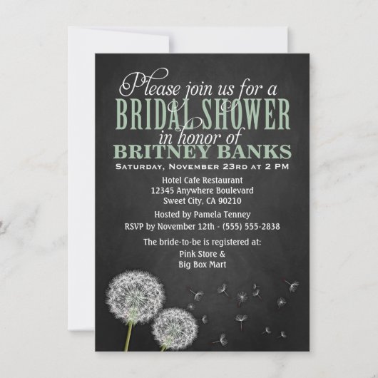 Invitations de douches nuptiales de Chalkboard Dan (Devant)