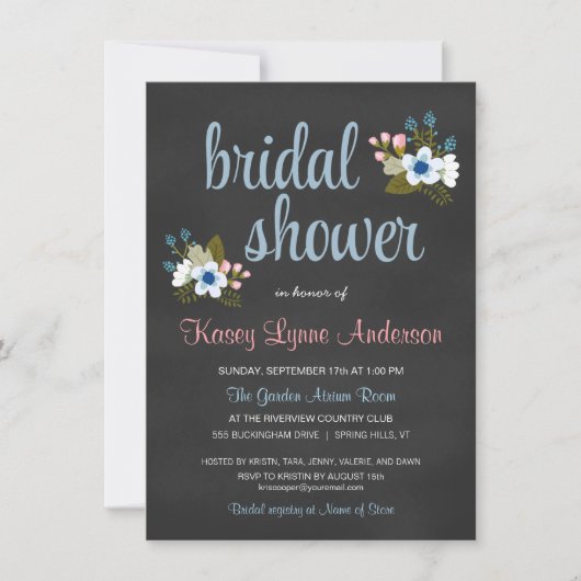 Invitations de douches nuptiales de Chalkboard Flo (Devant)