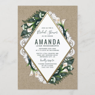 Invitations de douches nuptiales de dentelle Calla