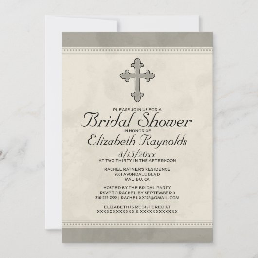 Invitations de douches nuptiales de fer Cross (Devant)