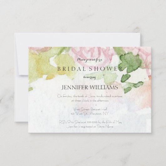 Invitations de douches nuptiales de fleurs d'aquar (Devant)