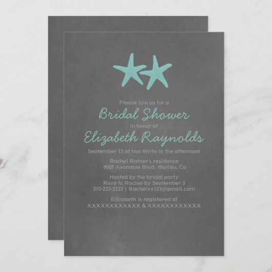 Invitations de douches nuptiales de la plage de la (Devant / Derrière)