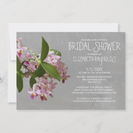 Invitations de douches nuptiales de l'orchidée de (Devant)