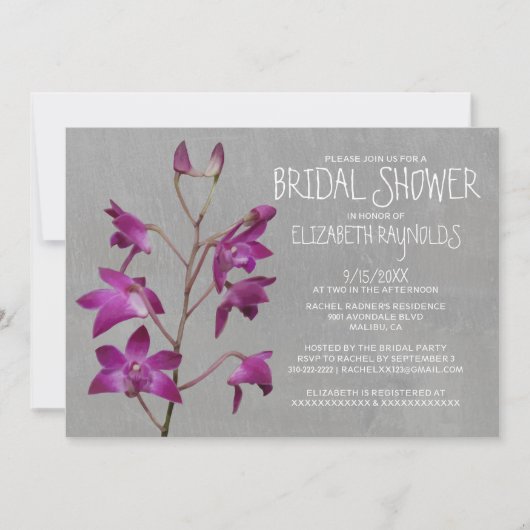Invitations de douches nuptiales de l'orchidée Den (Devant)