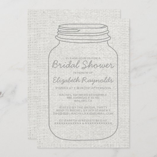 Invitations de douches nuptiales de Mason Jar Rust (Devant / Derrière)