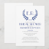 Invitations de douches nuptiales de Monogramme ble (Devant / Derrière)