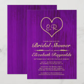 Invitations de douches nuptiales de pays pourpre e (Devant / Derrière)