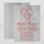 Invitations de douches nuptiales de pays rouge et (Devant / Derrière)