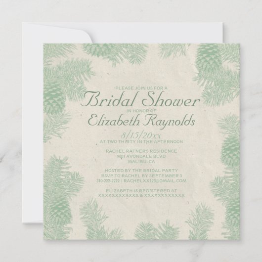 Invitations de douches nuptiales de pin blanc (Devant)