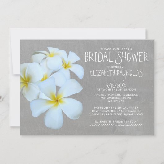 Invitations de douches nuptiales de Plumeria (Devant)