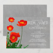 Invitations de douches nuptiales de Poppies (Devant / Derrière)
