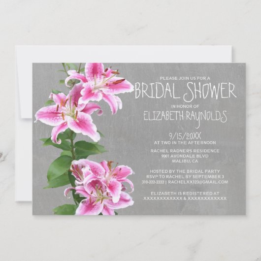 Invitations de douches nuptiales de Stargazer Lily (Devant)