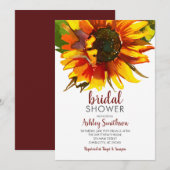 Invitations de douches nuptiales de tournesol, (Devant / Derrière)