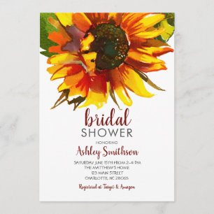 Invitations de douches nuptiales de tournesol,