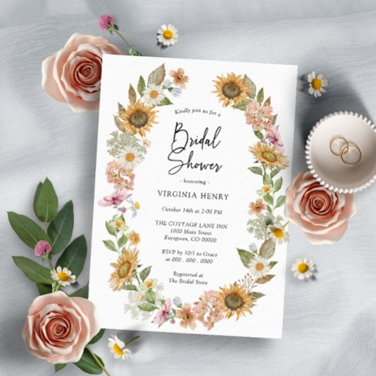 Invitations de douches nuptiales de tournesol
