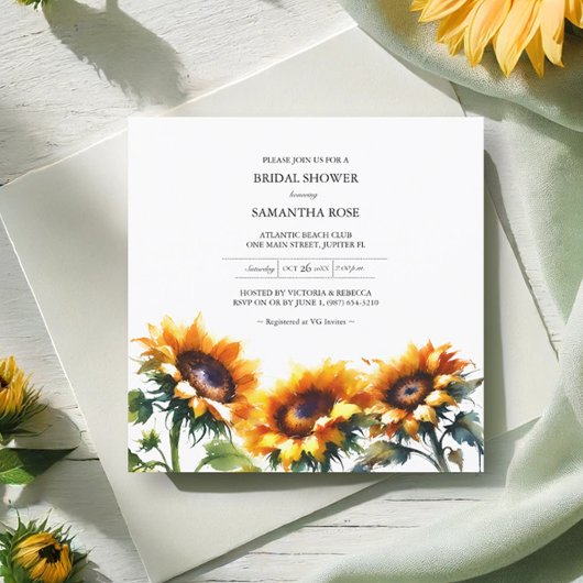 Invitations de douches nuptiales de tournesol
