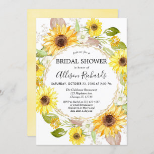 Invitations de douches nuptiales de tournesol aqua