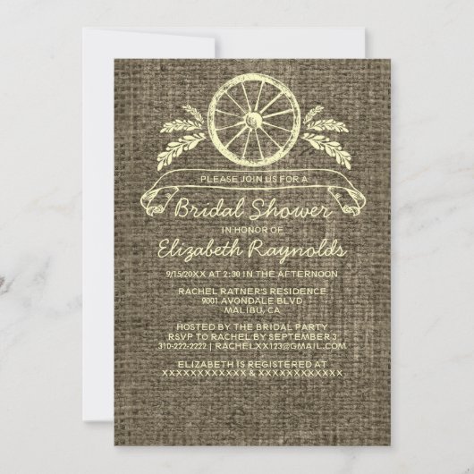 Invitations de douches nuptiales de Wagon Wheel Vi (Devant)