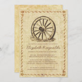 Invitations de douches nuptiales de Western Wagon (Devant / Derrière)