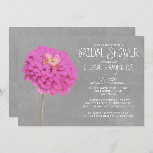Invitations de douches nuptiales de Zinnias (Devant / Derrière)