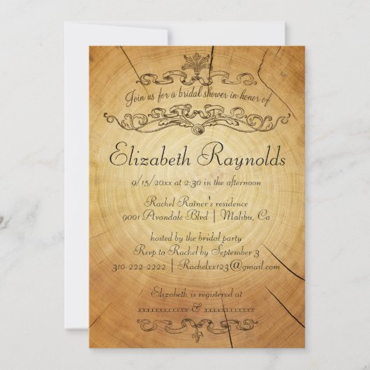 Invitations de douches nuptiales des anneaux d'arb (Devant)