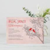 Invitations de douches nuptiales des oiseaux rouge (Debout devant)