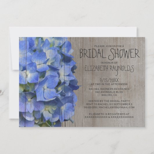 Invitations de douches nuptiales d'Hydrangea (Devant)