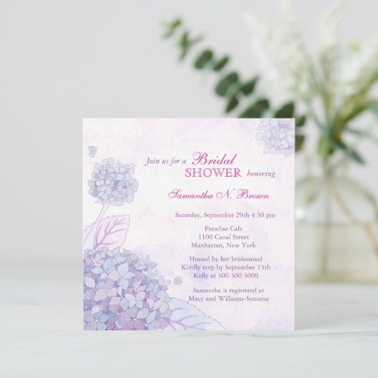 Invitations de douches nuptiales d'Hydrangea (Debout devant)