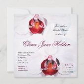 invitations de douches nuptiales d'orchidées rouge (Dos)