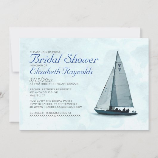 Invitations de douches nuptiales en bateau (Devant)