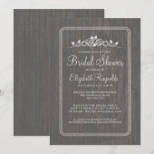 Invitations de douches nuptiales en bois de grise (Devant / Derrière)