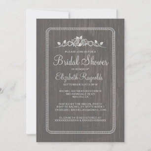 Invitations de douches nuptiales en bois de grise