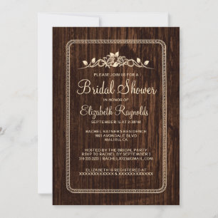 Invitations de douches nuptiales en bois Vintage B