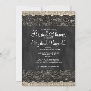 Invitations de douches nuptiales en dentelle noire