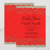 Invitations de douches nuptiales en dentelle rouge (Devant / Derrière)