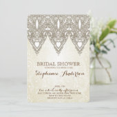 Invitations de douches nuptiales en dentelle Vinta (Debout devant)