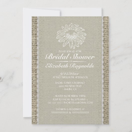 Invitations de douches nuptiales en dentelle Vinta (Devant)