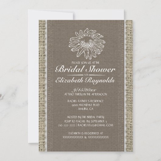 Invitations de douches nuptiales en dentelle Vinta (Devant)