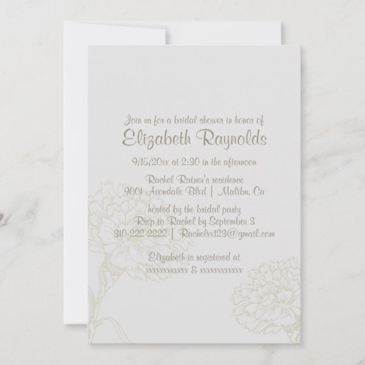 Invitations de douches nuptiales en ivoire (Devant)