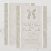 Invitations de douches nuptiales en lin de Bow Vin (Devant / Derrière)