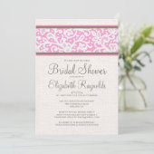 Invitations de douches nuptiales en lin rose Brown (Debout devant)