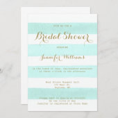 Invitations de douches nuptiales en or à bande de  (Devant / Derrière)