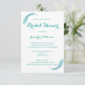 Invitations de douches nuptiales en plumes Turquoi (Debout devant)